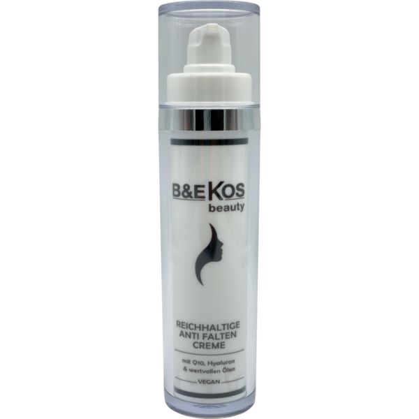 B&E KOS beauty Reichhaltige Anti Falten Creme mit Q10, Hyaluron & wertvollen Ölen
